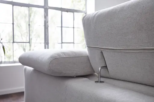 Ecksofa Felipa - Ecke links mit 2,5-Sitzer inkl. Kopfteil verstellbar, Stoff, Natur