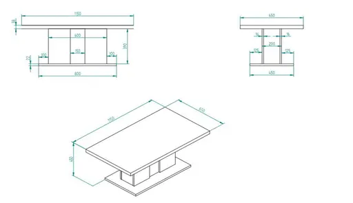 Couchtisch - LB ca. 115x65 cm, Eiche Evoke Nachbildung, Salbeigrün