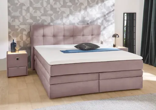 Boxspringbett- Liegefläche ca. 180x200 cm, Stoff, Rosa, Basic
