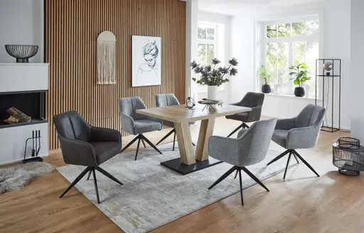 Schalensessel - Stoff, Grau, drehbar