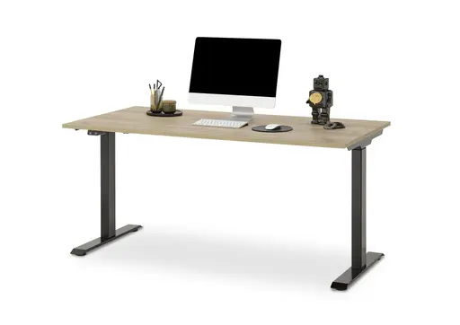 Schreibtisch GELI - höhenverstellbar, LB ca. 160x80 cm, Eiche Nachbildung, Schwarz