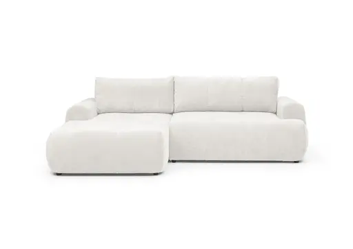Ecksofa - Longchair links mit 2-Sitzer, Stoff,Offweiss