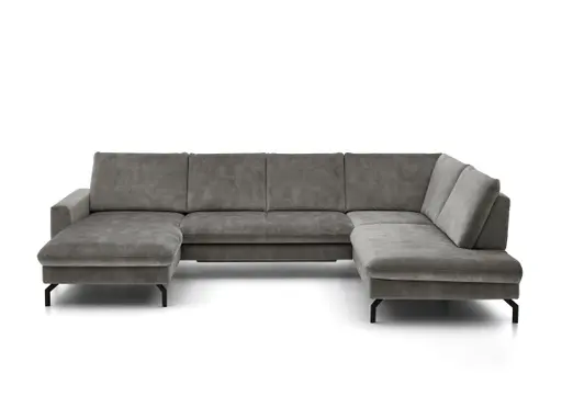 Wohnlandschaft - Longchair links, 2,5-Sitzer, Ecke rechts, Velour, Silbergrau