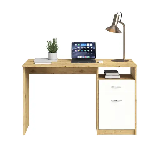 Schreibtisch- LB ca. 123x50 cm, Eiche Dekor, Weiß