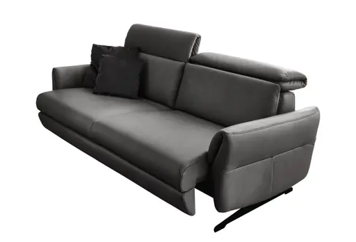 Sofa - 2,5-Sitzer, Kopfteil verstellbar, Sitzvorzug motorisch, Leder, Anthrazit