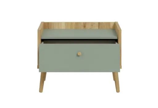 Nachtkonsole FIRELL- Eiche Dekor, Graugrün