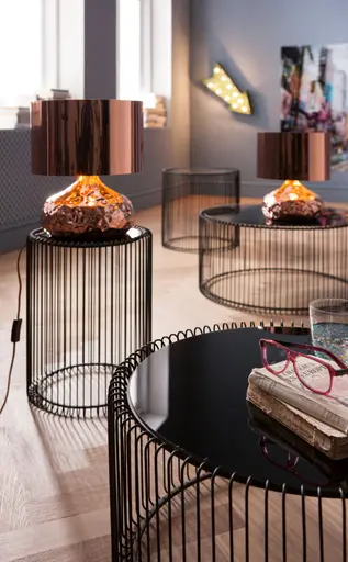 Beistelltisch-Set- Stahl, Schwarz, Glas, Schwarz