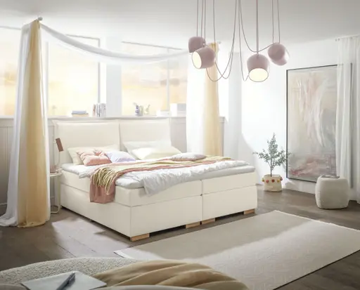 Boxspringbett SANDRIN A- Liegefläche ca. 180x200 cm, Stoff, Weiß