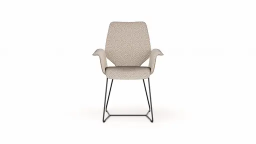 Armlehnstuhl Penthouse - Stoff, Hellgrau, Leder, Steingrau, Kufen, Anthrazit