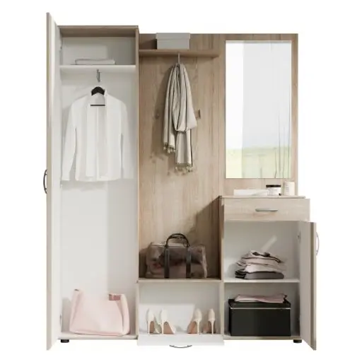 Kompaktgarderobe - Sonoma Eiche Nachbildung, Weiß