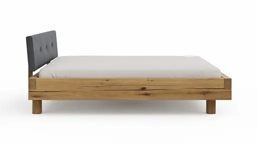 Bettgestell Baltimore - Liegefläche ca. 180x200 cm, Wildeiche massiv, mit Polsterkopfteil Anthrazit