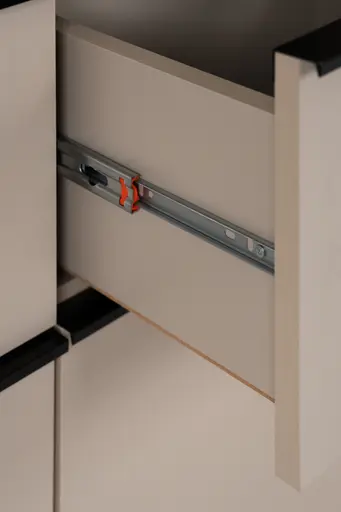 Vitrine - B ca. 60 cm, Sand, Schwarz