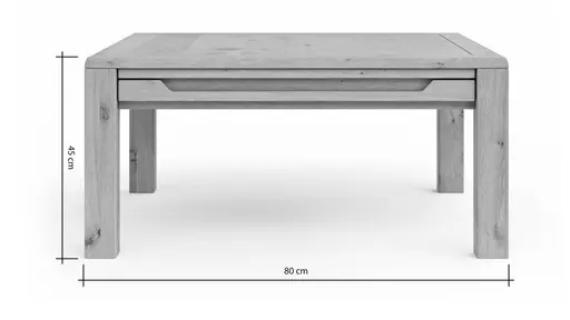 Couchtisch Amora - LBH ca. 80x80x45 cm, Wildeiche massiv bianco