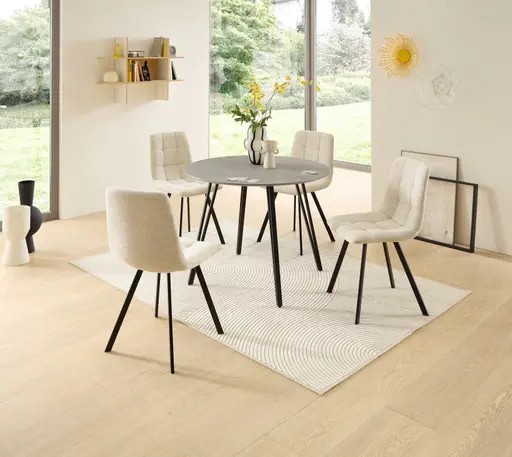 Stuhl - Stoff, Beige