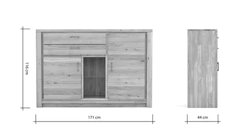 Highboard Farmingdale - Eiche massiv, natur geölt