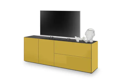 Lowboard - B ca. 181 cm, Goldgelb, Keramikoptik