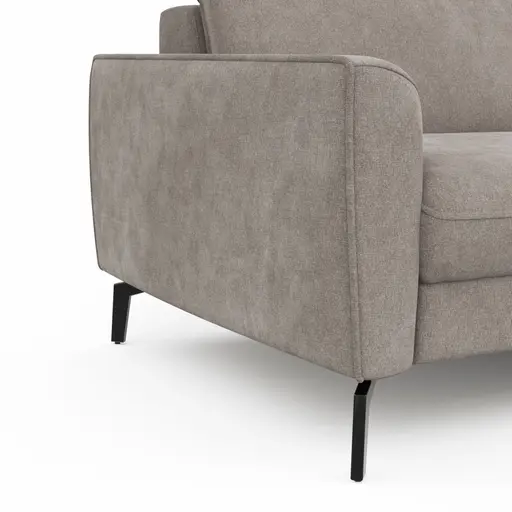 Ecksofa Avela - 2,5-Sitzer mit Longchair rechts inkl. Kopfteile verstellbar, Stoff, Bisquit