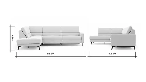 Ecksofa Valera - Ecke mit 3-Sitzer rechts inkl. Rückenlehne verstellbar und Relaxfunktion motorisch, Stoff, Natur
