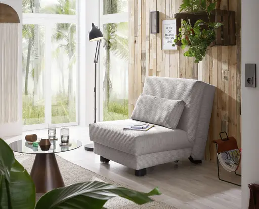  Faltsessel Easy Optik A - ohne Armlehnen inkl. Schlaffunktion, Cord, Hellgrau