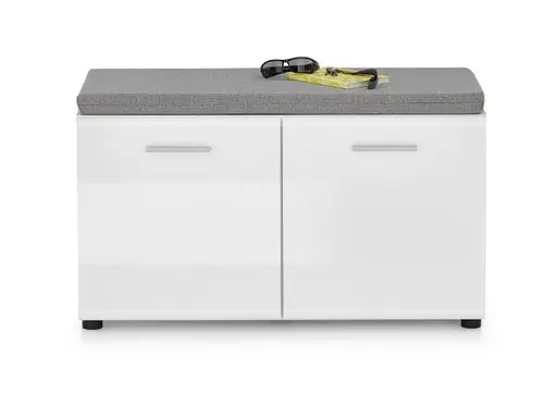 Schuhbank- Weiß, Weiß, Hochglanz