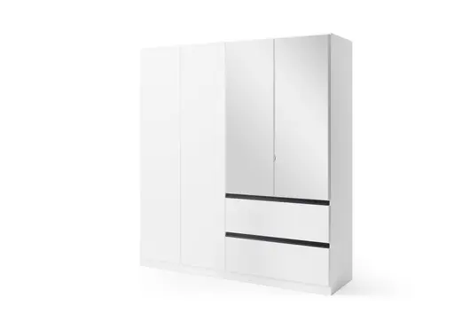 Drehtürenschrank RASA- B ca. 181 cm, Weiß, Spiegel