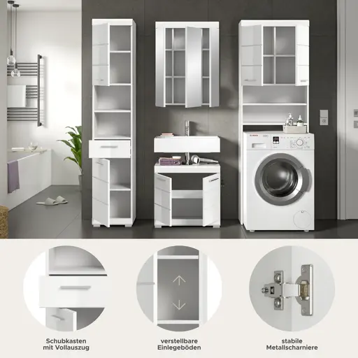 Badblock - 4-teilig, Weiß, Weiß Hochglanz