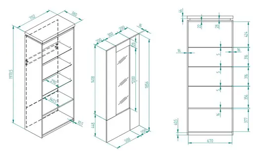 Wohnwand - mit Beleuchtung und Fernbedienung, Salbeigrün, Eiche Evoke Nachbildung
