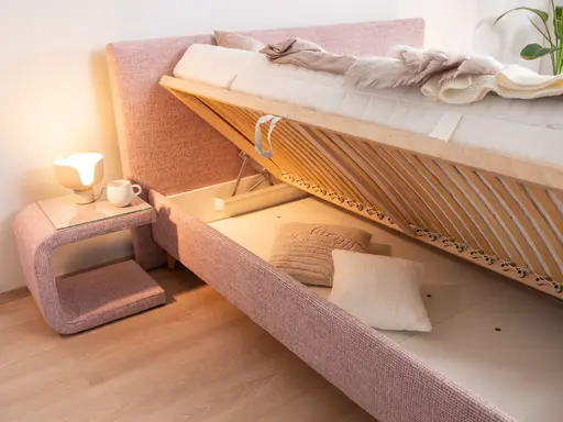 Polsterbett EM Malo - Liegefläche ca. 180x200 cm, Stoff, rosa