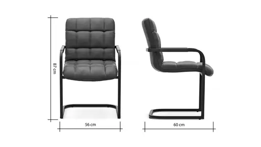 Armlehnstuhl Cambridge - Leder, Anthrazit
