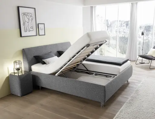 Polsterbett - Liegefläche 180x200 cm, Stoff, Anthrazit