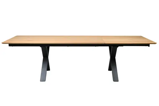 Esstisch MATTIES - ausziehbar, LB ca. 180x90 cm, Eiche Furnier, Schweizer Kante, Schwarz