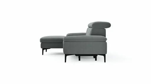 Ecksofa Felipa - Longchair links mit 2,5-Sitzer inkl. Armlehne verstellbar und Rückenlehne/Sitztiefe verstellbar (motorisch), Stoff, Grau