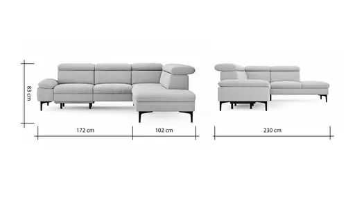 Ecksofa Felipa - 2,5-Sitzer mit Ecke rechts inkl. Armlehne verstellbar und Rückenlehne/Sitztiefe verstellbar (motorisch), Stoff, Dunkelgrün