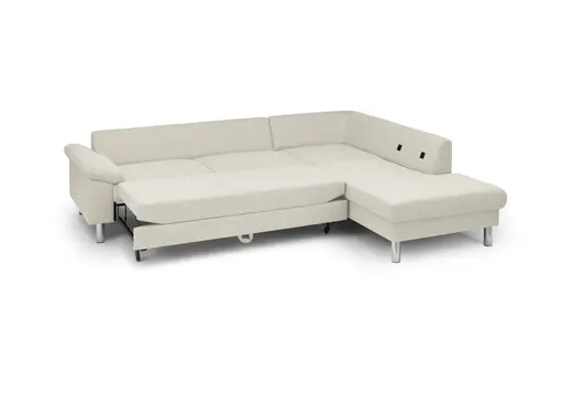 Ecksofa COOL - 2,5-Sitzer mit Ecke rechts, Querschläfer, Stoff, Natur