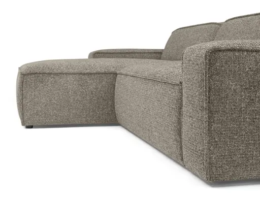 Ecksofa - Longchair links mit 2-Sitzer, Sitzvorzug motorisch, Stoff, Taupe