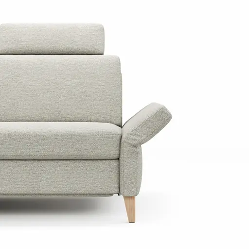 Ecksofa Arima - Longchair links mit 2,5-Sitzer inkl. Relaxfunktion und Sitzvorzug (motorisch), Stoff, Creme