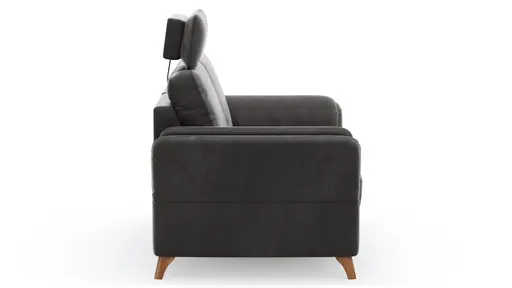 Sofa Vayra - 2-Sitzer, inkl. Relaxfunktion (motorisch) und Kopfstütze verstellbar (manuell), Stoff, Anthrazit