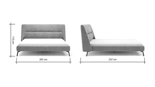 Bett Alvito - Liegefläche ca. 180x200 cm, Stoff, Beige