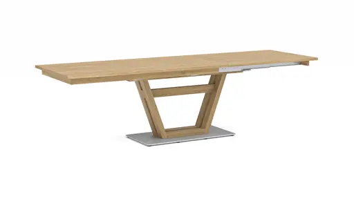 Esstisch Faro Plus - LB ca. 180x90 cm, Tisch verlängerbar (Klappeinlage einseitig), Wildeiche massiv, Bianco