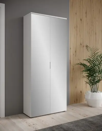 Schuhschrank - B ca. 80 cm, Weiß, Spiegel