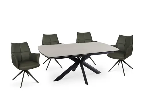 Esstisch MAXIE - ausziehbar, LB ca. 190x98 cm, Glaskeramik, Travertin farbig