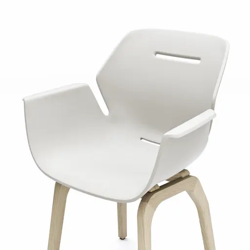 Armlehnstuhl Tooon - Kunststoffschale, Weiß, Gestell Holz