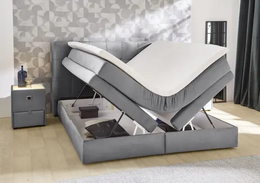 Boxspringbett- Liegefläche ca. 180x200 cm, Stoff, Grau, Basic