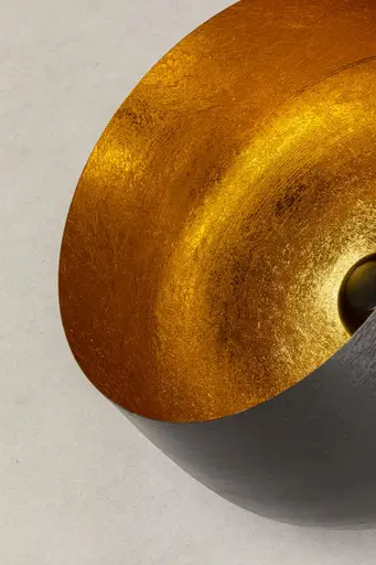 Bodenleuchte- DH ca. 50x50 cm, Stahl vernickelt, Schwarz, Gold