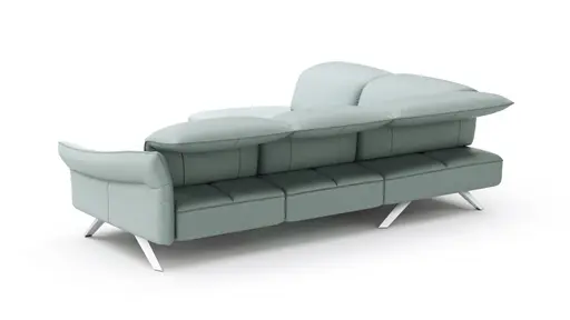 Ecksofa Bormio - Ecke links, 2,5-Sitzer inklusive Kopfteilverstellung, Leder, Jade