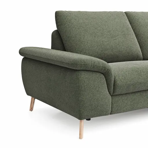 Ecksofa Gotera - 1,5-Sitzer med. + 1,5-Sitzer med. links mit Ecke und Abschlussteil rechts inkl. Rückenlehne verstellbar, Stoff, Olivgrün