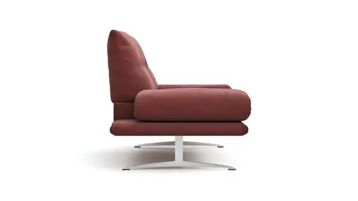 Sofa Lucero - 2,5-Sitzer inkl. Rückenlehne/Armlehne/Sitztiefe verstellbar und drehbares Sitzelement, Leder, Weinrot