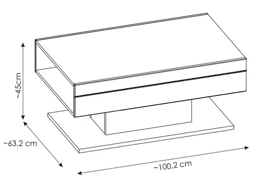 Couchtisch - LB ca. 100x63 cm, Kaschmir, Coast Evoke Eiche Nachbildung