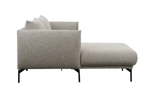 Ecksofa Joana - Longchair links mit 2-Sitzer, Stoff, Beige