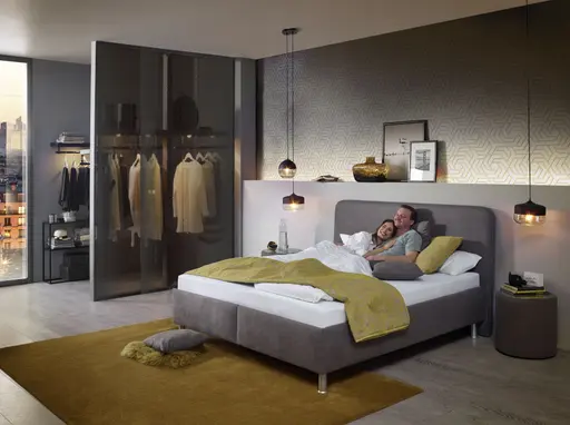 Polsterbett EM Select - Liegefläche ca. 180x200 cm, Stoff, khaki